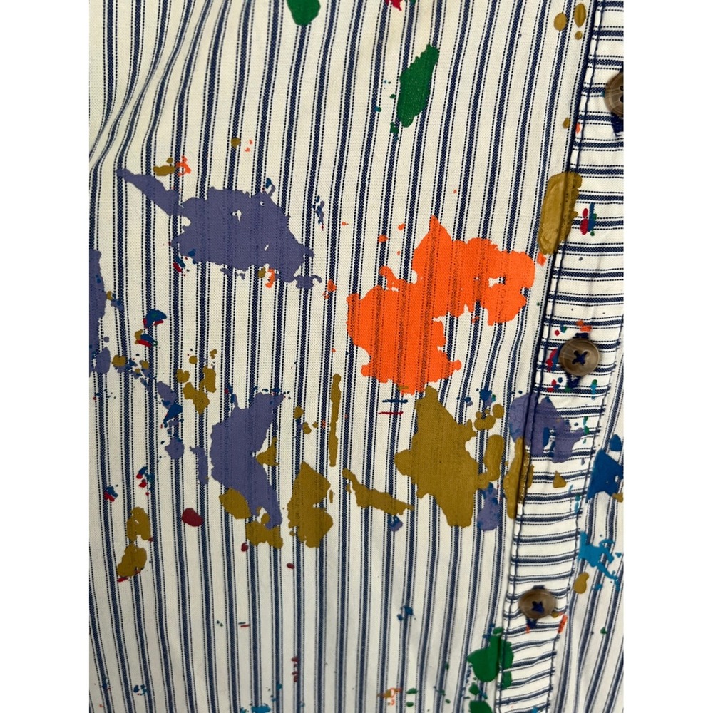 Anthropologie Pilcro Paint Splatter Shirt Dress Striped Artistic Preppy Boho NWT - Picture 10 of 16